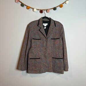 Vintage Brownstone Studio colorful silk blend patterned blazer jacket